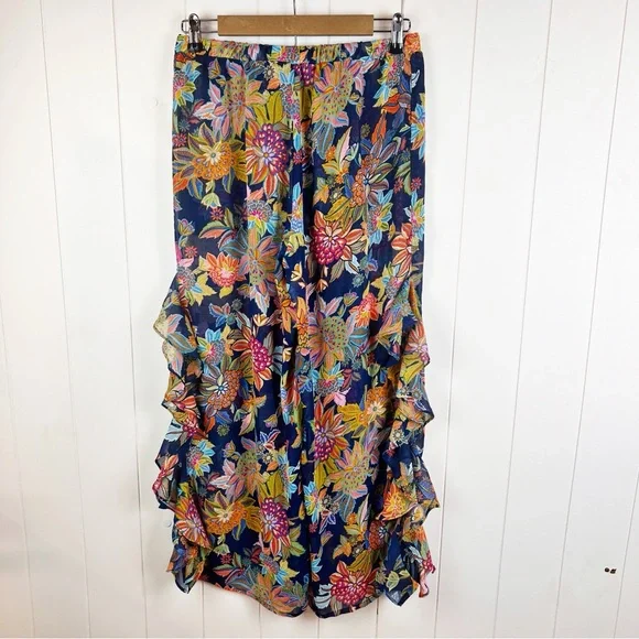 Bleu Rod Beattie Multicolor Floral Ruffle Swim Coverup Pants Womens Size 6 - Picture 9 of 9